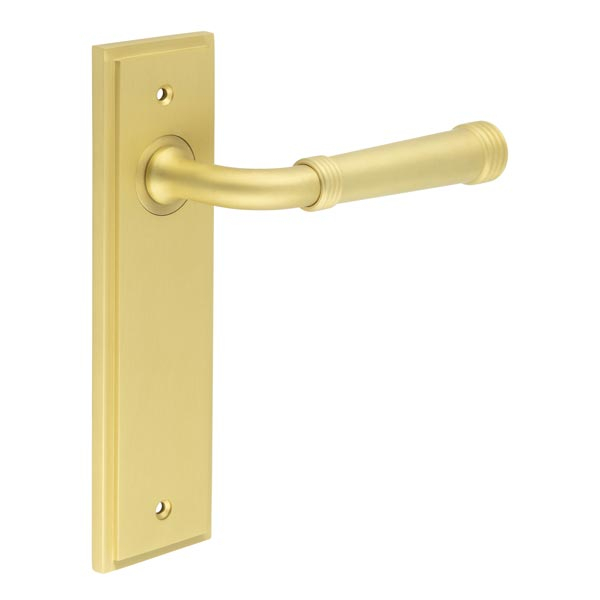 Highgate Door Handle Latch Backplate Satin Brass