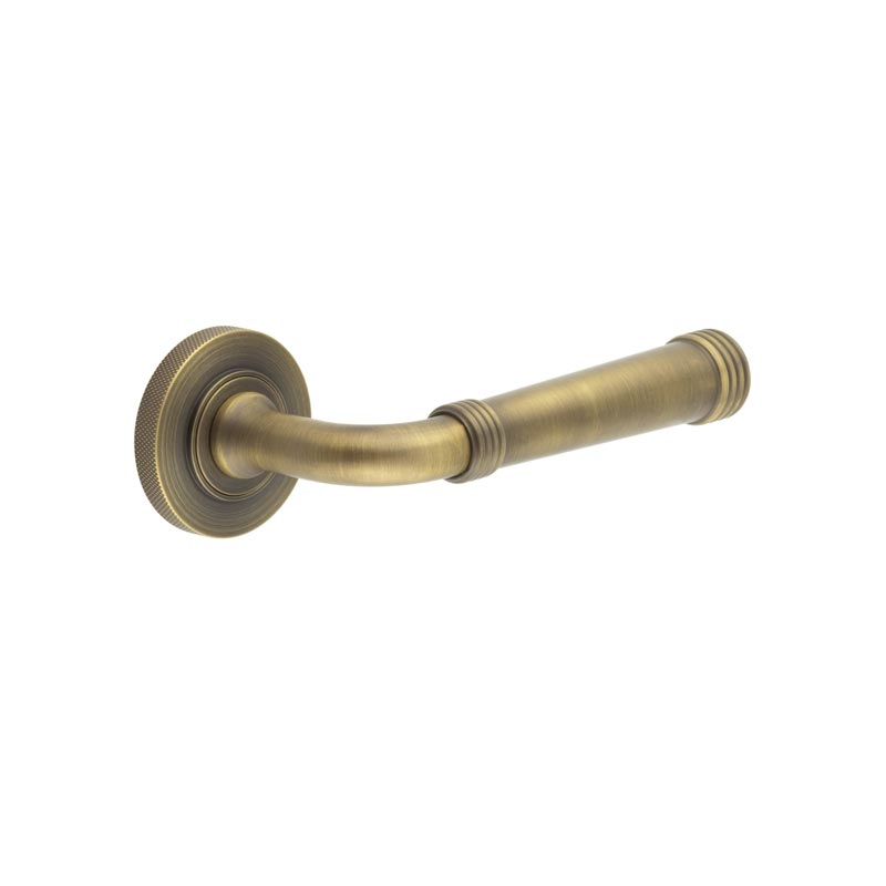 Highgate Door Handles Knurled Rose Antique Brass