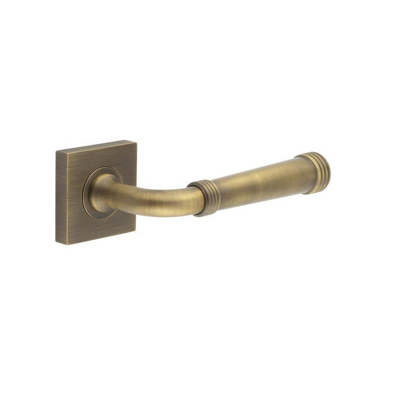 Highgate Door Handles Square Plain Rose Antique Brass