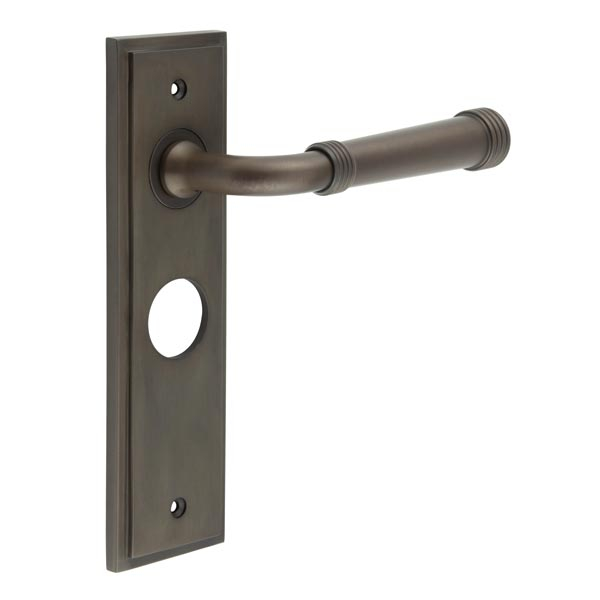 Highgate Door Handle Bathroom Backplate Dark Bronze