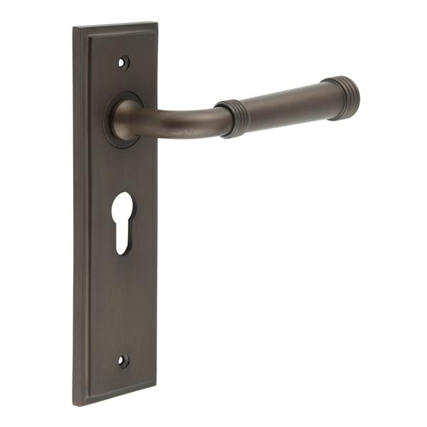 Highgate Door Handle Euro Backplate Dark Bronze