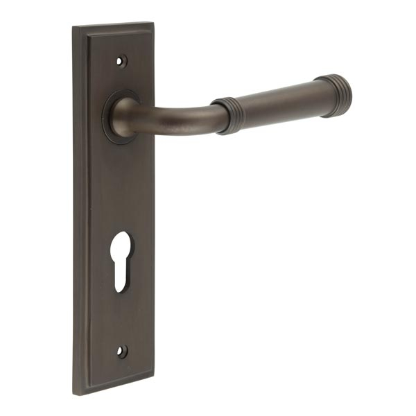 Highgate Door Handle Din Euro Backplate Dark Bronze