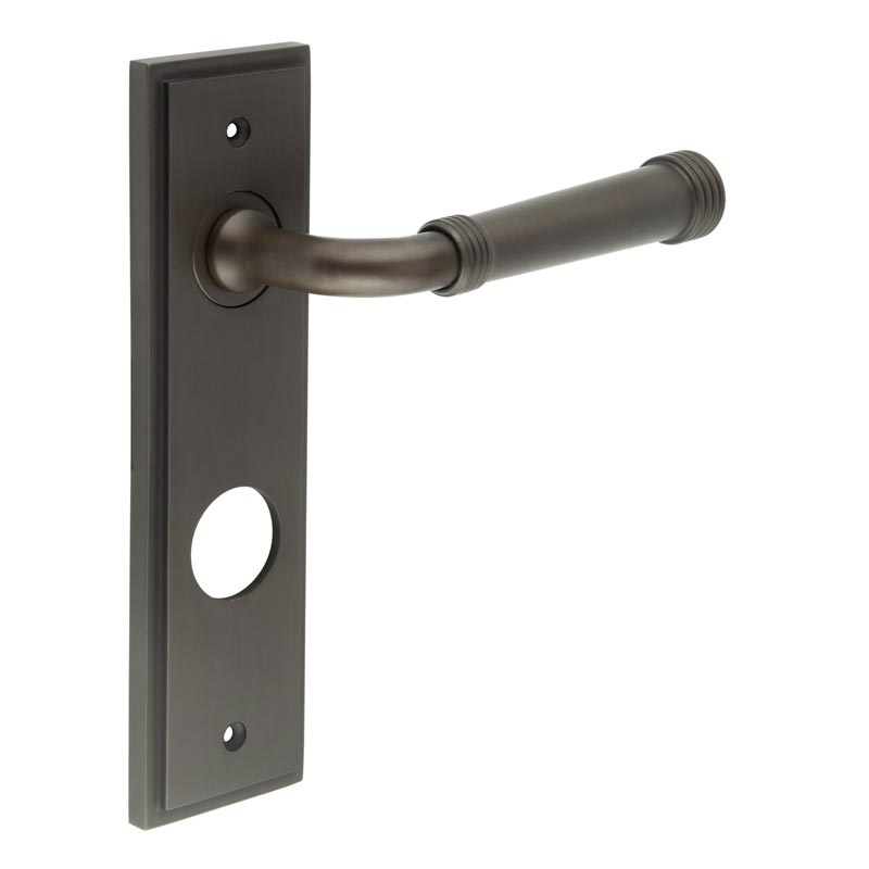 Highgate Door Handle Din Bathroom Backplate Dark Bronze