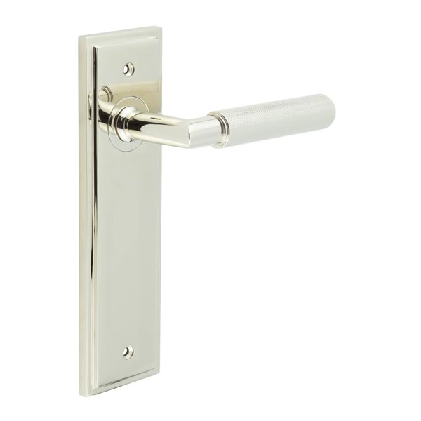 Piccadilly Door Handle Latch Backplate Polished Nickel