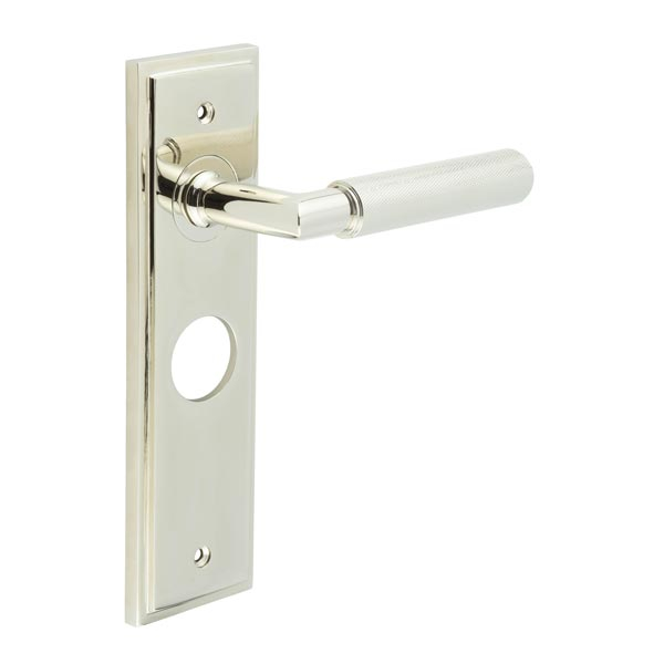 Piccadilly Door Handle Bathroom Backplate Polished Nickel