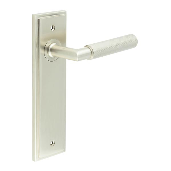 Piccadilly Door Handle Latch Backplate Satin Nickel