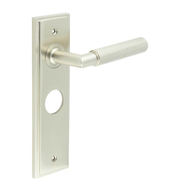 Piccadilly Door Handle Bathroom Backplate Satin Nickel