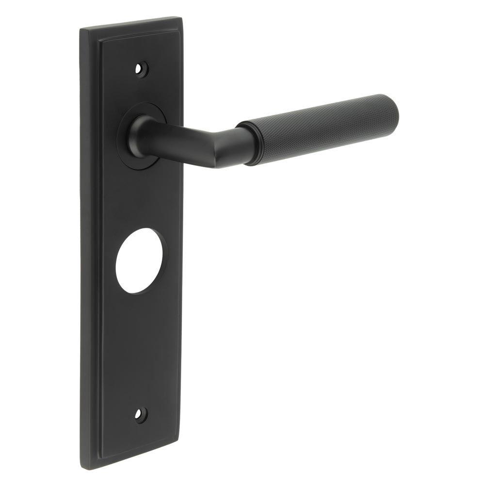 Piccadilly Door Handle Bathroom Backplate Matt Black