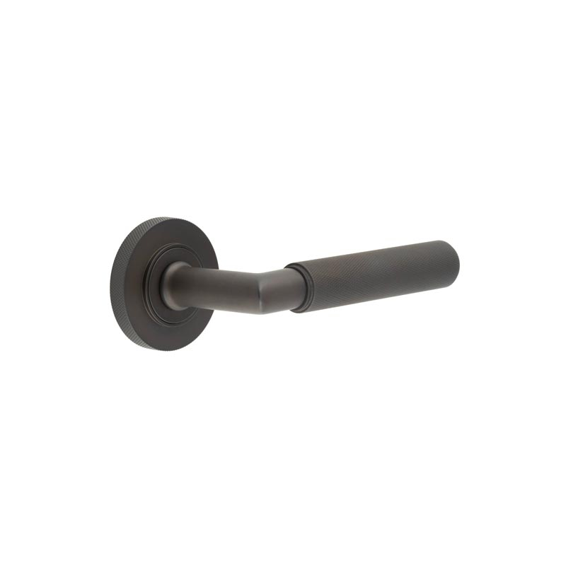 Piccadilly Door Handle on Knurled Rose Dark Bronze