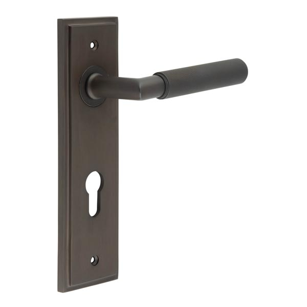 Piccadilly Door Handle Din Euro Backplate Dark Bronze