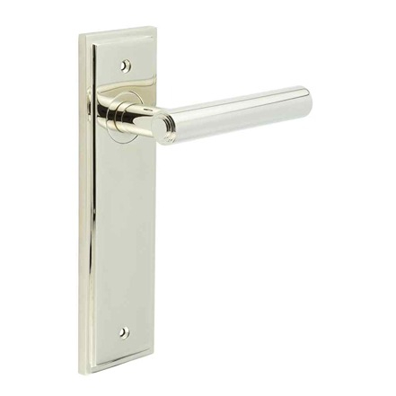 Richmond Door Handle Latch Backplate Polished Nickel