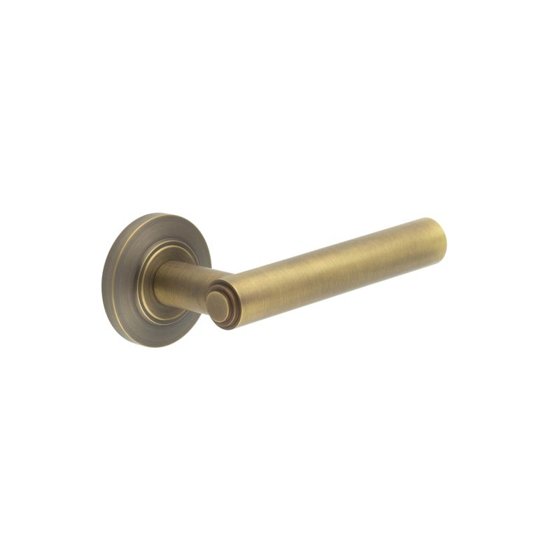 Richmond Door Handles Chamfered Rose Antique Brass