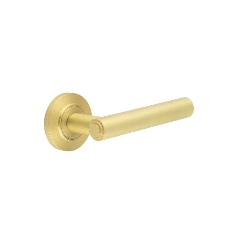 Richmond Door Handles Chamfered Rose Satin Brass