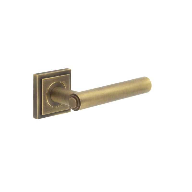 Richmond Door Handles Square Stepped Antique Brass