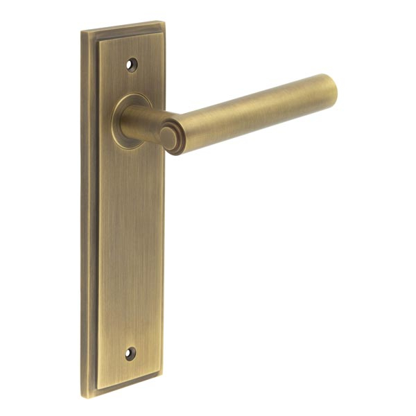 Richmond Door Handle Latch Backplate Antique Brass