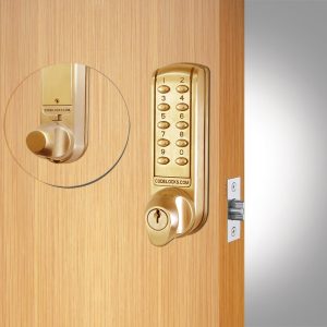 CODELOCKS CL2255 Electronic Digital Lock Tubular Mortice Latch PVD P/Brass