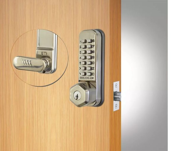 CODELOCKS Mechanical Digital Lock 200 series Mortice Latch Key Override Dual Backplate Stainless Steel