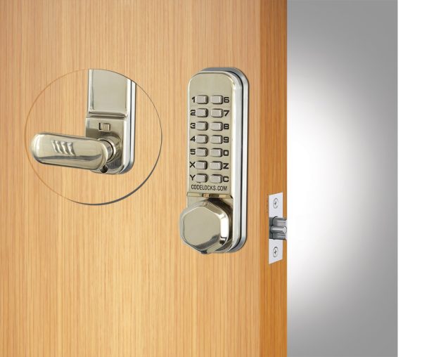 CODELOCKS Mechanical Digital Locks 200 series Mortice Latch Dual Backplate PVD Stainless Steel