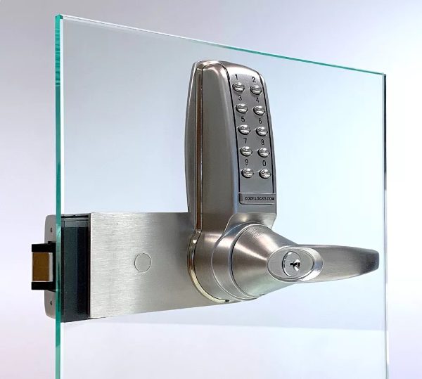 CODELOCKS CL4000 Electronic Digital Lock Glass Door Lock Brushed Steel - Left Hand