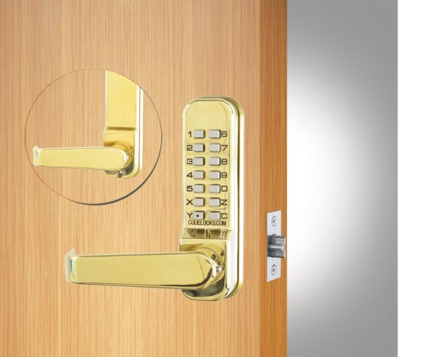 CODELOCKS 415 Mechanical Digital Locks 400 series Tubular Mortice Latch Passage Set PVD Polished Brass