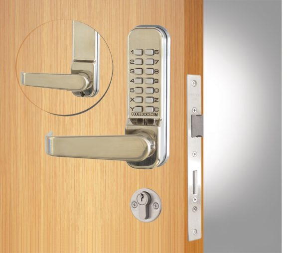 CODELOCKS 420 Mechanical Digital Locks 400 series with Anti-Panic Mort.Lock D/Cyl PVD Stainless Steel