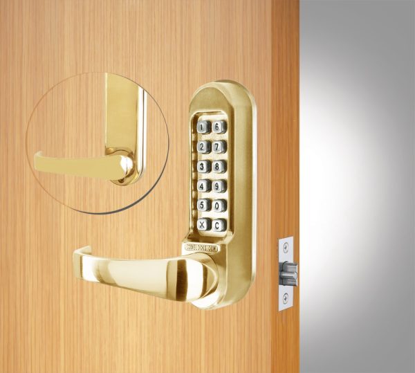 CODELOCKS 510 Mechanical Digital Lock 500 series Tubular Mortice Latch PVD Polished Brass