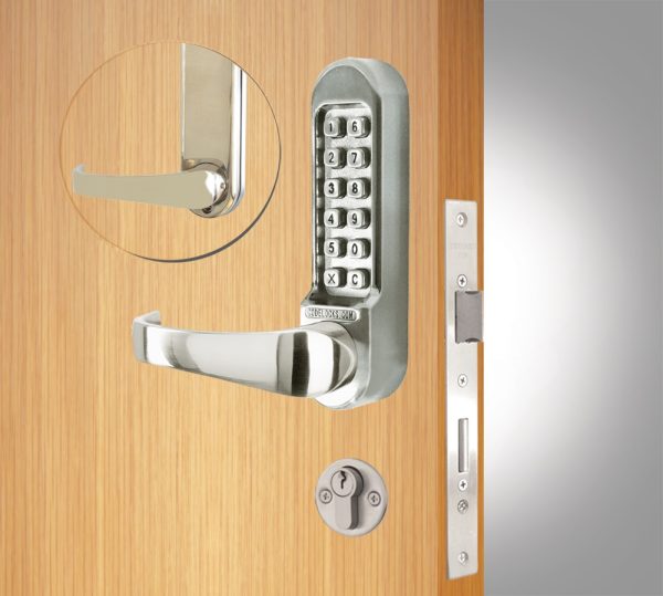 CODELOCKS 520 Mechanical Digital Lock 500 series with Anti-Panic Mort.Lock D/Cyl PVD Stainless Steel