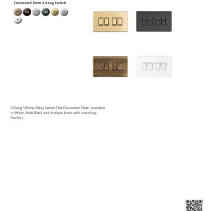 Eurolite Ecw4Sww 4 Gang 10Amp 2Way Switch Flat Concealed White Plate White Rockers