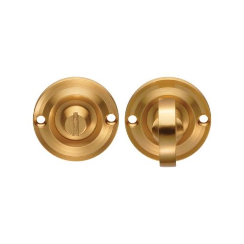 Eurospec DK13SB Delamain Turn & Release On Round Rose Small (4.9 X 67Mm Spindle) - (Face Fix) Satin Brass