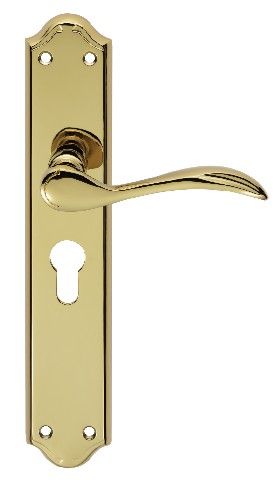 CARLISLE BRASS - DL290YPVD MADRID LEVER ON BACKPLATE - LOCK EURO PROFILE 47.5MM C/C