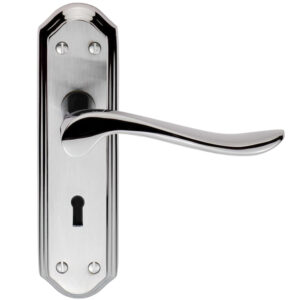 Lytham Door Handles On Backplate, Dual Finish Polished Chrome & Satin Chrome (Sold In Pairs)