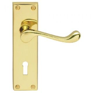 CARLISLE BRASS - DL54-BP VICTORIAN SCROLL LEVER ON BACKPLATE - LOCK 57MM C/C