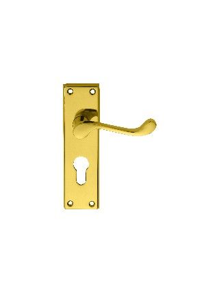 CARLISLE BRASS - DL54Y VICTORIAN SCROLL LEVER ON BACKPLATE - LOCK EURO PROFILE 47.5MM C/C