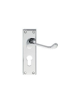 CARLISLE BRASS - DL54YCP-BP VICTORIAN SCROLL LEVER ON BACKPLATE - LOCK EURO PROFILE 47.5MM C/C