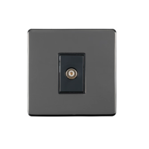 Eurolite Ecbn1Tvb 1 Gang Tv Coaxial Socket Concealed Black Nickel Plate Black Interior