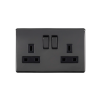 Eurolite Ecbn2Sobnb 2 Gang 13Amp Dp Switched Socket Concealed Black Nickel Plate Matching Rockers Black Trim