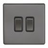 Eurolite Ecbn2Swbnb 2 Gang 10Amp 2Way Switch Concealed Black Nickel Plate Matching Rockers Black Trim