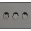 Eurolite Ecbn3D400 3 Gang 400W Push On Off 2Way Dimmer Switch Concealed Black Nickel Plate Matching Knobs Black Trim