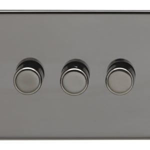 Eurolite Ecbn3D400 3 Gang 400W Push On Off 2Way Dimmer Switch Concealed Black Nickel Plate Matching Knobs Black Trim