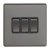 Eurolite Ecbn3Swbnb 3 Gang 10Amp 2Way Switch Concealed Black Nickel Plate Matching Rockers Black Trim