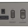 Eurolite Ecbn45Aswasbnb 45Amp Dp Cooker Switch With 13Amp Socket Concealed Black Nickel Plate Matching Rockers Black Trim