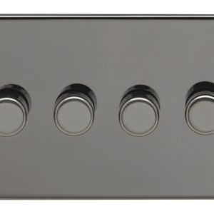 Eurolite Ecbn4D400 4 Gang 400W Push On Off 2Way Dimmer Switch Concealed Black Nickel Plate Matching Knobs Black Trim