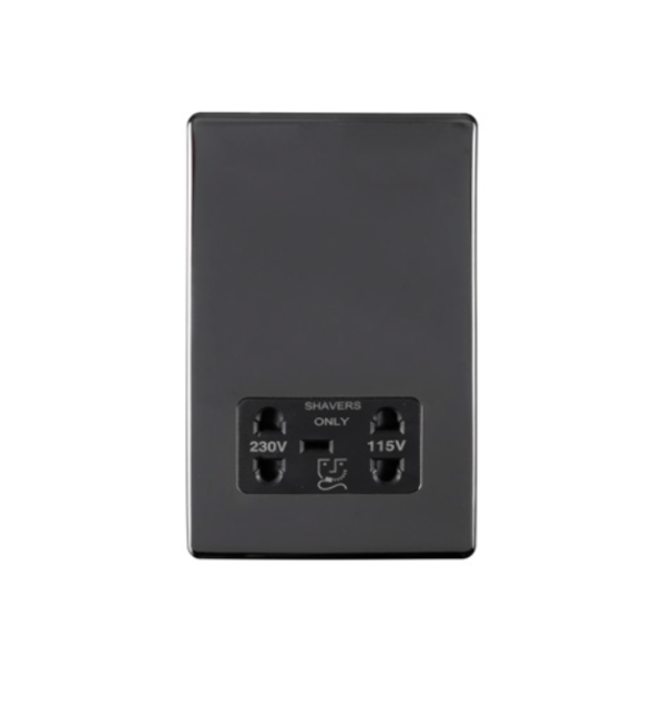 Eurolite Ecbnshsb Dual Voltage Shaver Socket Concealed Black Nickel Plate Black Interior