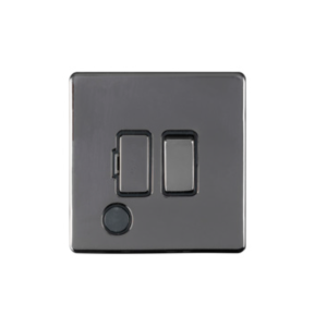 Eurolite Ecbnswffobnb 13Amp Dp Switched Fuse Spur With Flex Outlet Concealed Black Nickel Plate Matching Rocker Black Trim