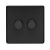 Eurolite Ecmb2Dled 2 Gang Led Push On Off 2Way Dimmer Flat Concealed Matt Black Plate