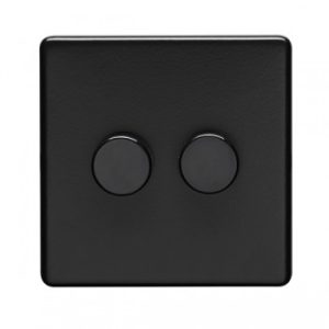 Eurolite Ecmb2D400 2 Gang 400W Push On Off 2Way Dimmer Flat Concealed Matt Black Plate