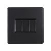 Eurolite Ecmb3Swb 3 Gang 10Amp 2Way Switch Flat Concealed Matt Black Plate Black Rockers