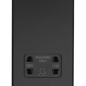 Eurolite Ecmbshsb 2 Gang Shaver Socket 230/115V Flat Concealed Matt Black Plate Black Interior