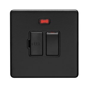 Eurolite Ecmbswfnb 13Amp Switched Fuse Spur With Neon Flat Concealed Matt Black Plate Black Rocker