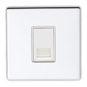 Eurolite Ecpc1Mw 1 Gang Master Telephone Socket Concealed Polished Chrome Plate White Interior